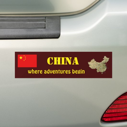 Autocollant De Voiture Drapeau de la Chine + Adhésif pour pare-chocs de (En voiture)