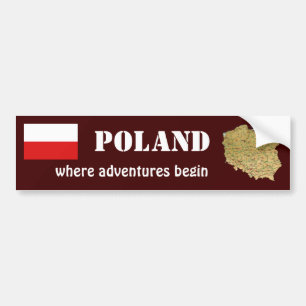 Autocollant De Voiture Drapeau de la Pologne + Adhésif pour pare-chocs de