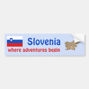 Autocollant De Voiture Drapeau de la Slovénie + Adhésif pour pare-chocs
