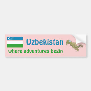Autocollant De Voiture Drapeau de l'Ouzbékistan + Adhésif pour pare-cho