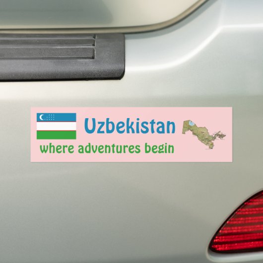 Autocollant De Voiture Drapeau de l'Ouzbékistan + Adhésif pour pare-chocs (En voiture)