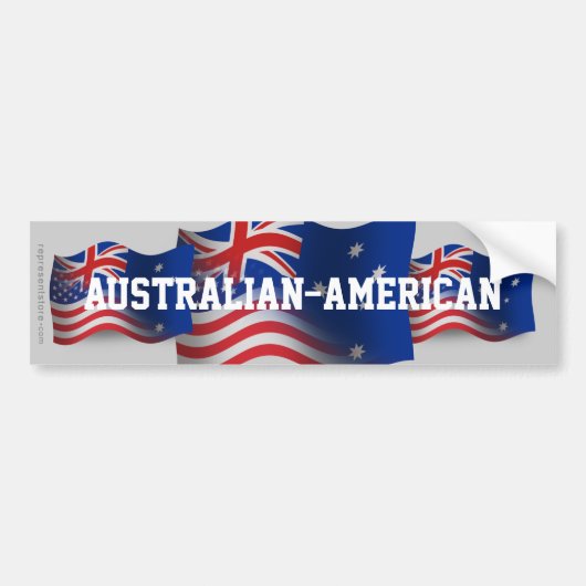 Autocollant De Voiture Drapeau de ondulation Australien-Américain (Devant)