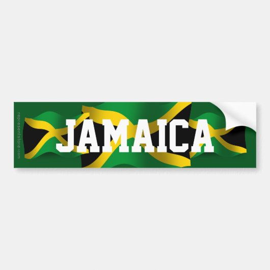 Autocollant De Voiture Drapeau de ondulation de la Jamaïque (Devant)