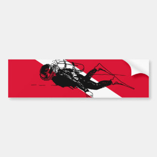 Autocollant De Voiture Drapeau de plongée avec illustration de plongeur r