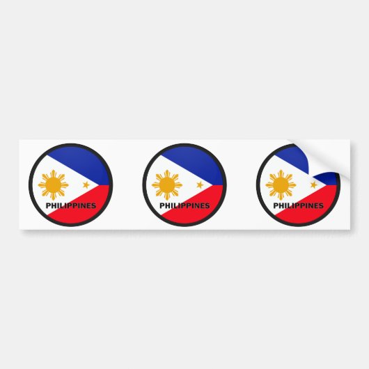 Autocollant De Voiture Drapeau de qualité de rondeau de Philippines (Devant)