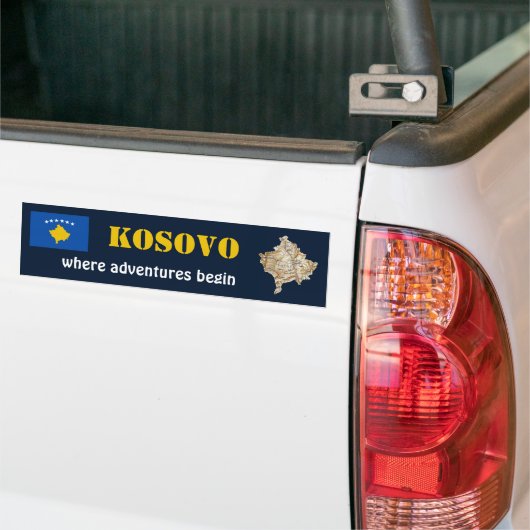 Autocollant De Voiture Drapeau du Kosovo + Stick pare-chocs (Sur camion)