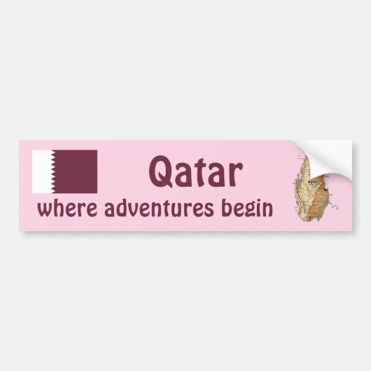 Autocollant De Voiture Drapeau du Qatar + Adhésif pour pare-chocs de (Devant)