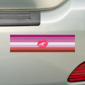 Autocollant De Voiture Drapeau et lèvres de la fierté lesbienne (En voiture)