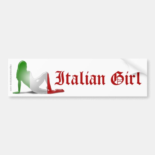 Autocollant De Voiture Drapeau italien de silhouette de fille (Devant)