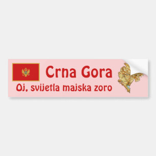 Autocollant De Voiture Drapeau Monténégro + Stick pare-chocs