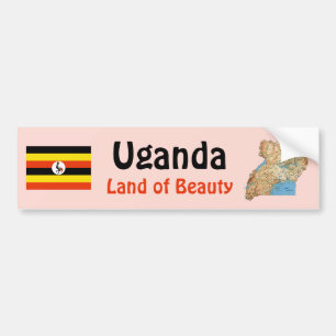 Autocollant De Voiture Drapeau Ouganda + Stick pare-chocs Carte