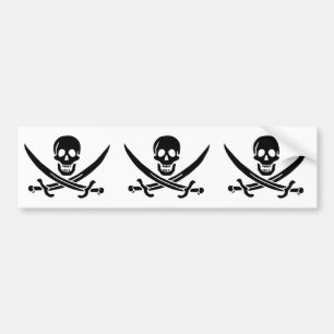 Autocollant De Voiture Drapeau pirate crâne épées croisées
