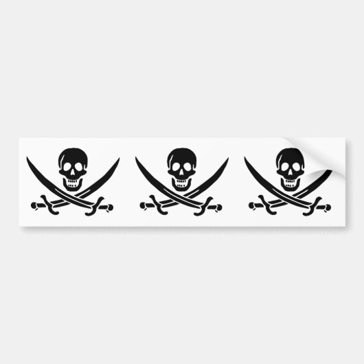 Autocollant De Voiture Drapeau pirate crâne épées croisées (Devant)