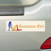 Autocollant De Voiture Drapeau roumain de silhouette de fille (En voiture)