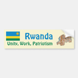 Autocollant De Voiture Drapeau Rwanda + Stick pare-chocs