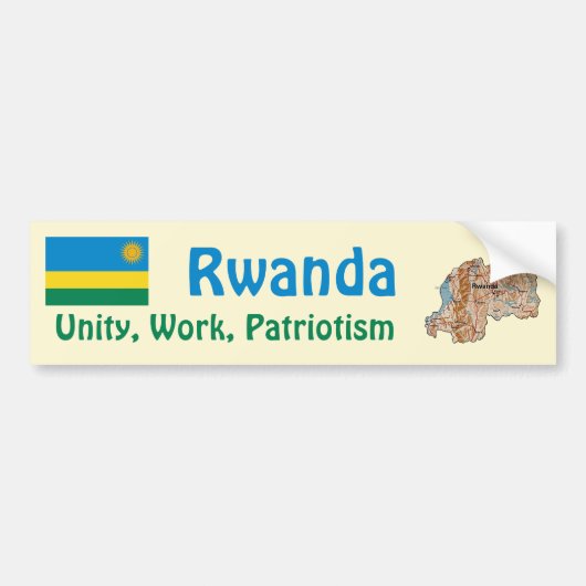 Autocollant De Voiture Drapeau Rwanda + Stick pare-chocs (Devant)