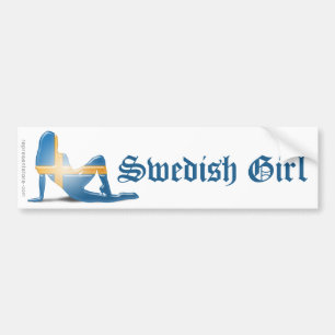 Autocollant De Voiture Drapeau suédois de silhouette de fille