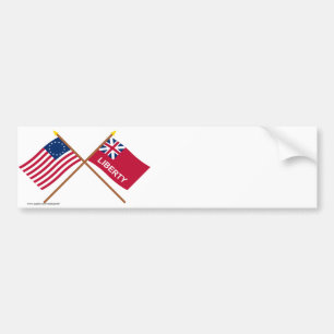 Autocollant De Voiture Drapeaux croisés de Betsy Ross et de liberté