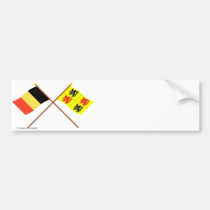 Autocollant De Voiture Drapeaux croisés de la Belgique et du Hainaut