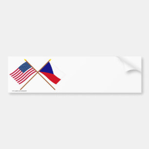 Autocollant De Voiture Drapeaux croisés des USA et de République Tchèq