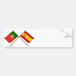 Autocollant De Voiture Drapeaux croisés du Portugal et de l'Espagne