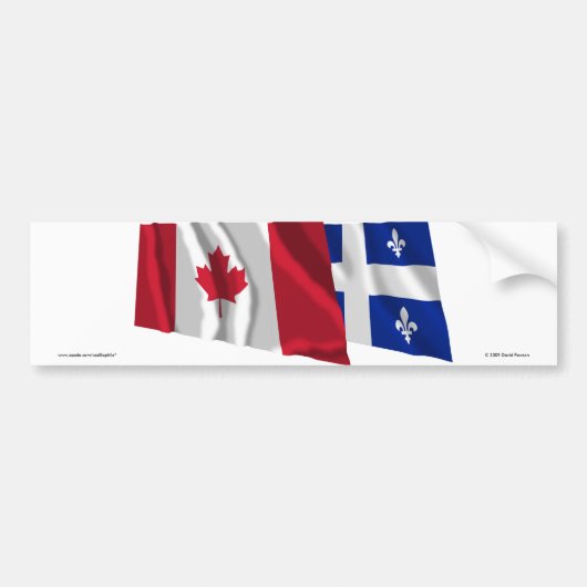 Autocollant De Voiture Drapeaux de ondulation du Canada et du Québec (Devant)