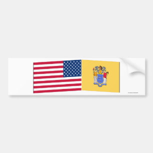 Autocollant De Voiture Drapeaux des Etats-Unis et du New Jersey