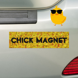Autocollant De Voiture Drôle MAGNET POULET Joke Jaune Chicks