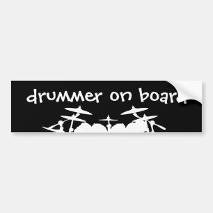 Autocollant De Voiture Drummer amusant à bord Drum Kit Drumming Musicien