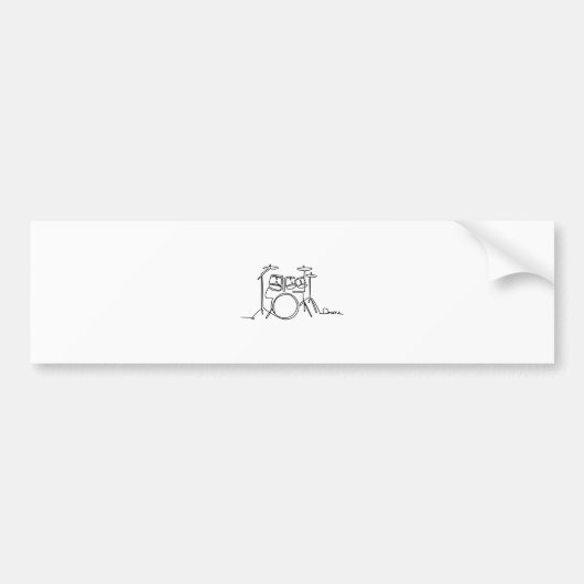 Autocollant De Voiture Drummer Music Design Drums One-Line (Devant)