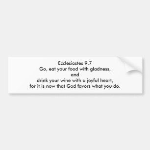 Autocollant De Voiture Ecclesiastes 9:7 BULLETIN DE BOUMPER