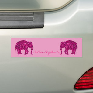 Autocollant De Voiture Éclairage rose étincelant Eléphant faux Votre text