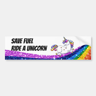 Autocollant De Voiture Économisez Carburant Ride a Unicorne