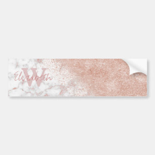 Autocollant De Voiture Élégant faux rose en or confetti image en marbre