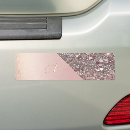 Autocollant De Voiture Élégant Monogramme Or Rose (En voiture)