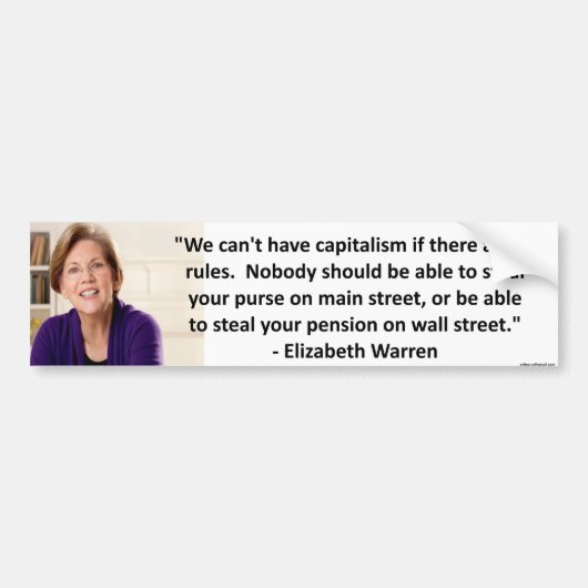 Autocollant De Voiture Elizabeth Warren - capitalisme (Devant)