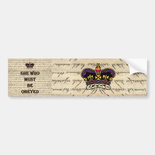 Autocollant De Voiture Elle qui doit être obéie (Devant)