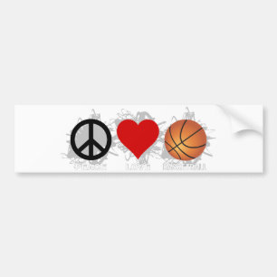 Autocollant De Voiture Emblème de basket-ball d'amour de paix