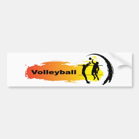 Autocollant De Voiture Emblème unique de volleyball (Devant)