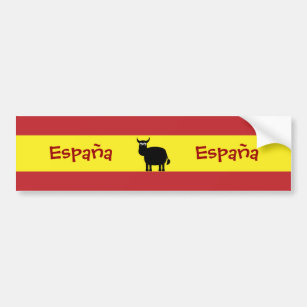 Autocollant De Voiture Espagnol mignon Taureau et drapeau