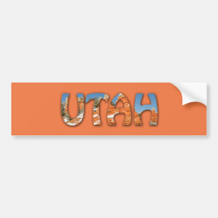 Autocollant De Voiture Etat de l'UTAH - Rouge, Orange, Ciel Bleu, Neige