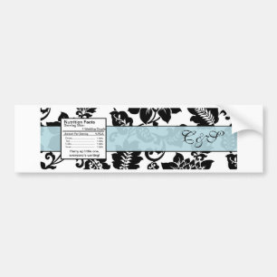 Autocollant De Voiture Étiquette de bouteille Mariage damassé Floral noir
