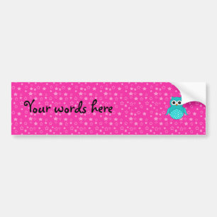 Autocollant De Voiture Étoiles mignonnes de rose de hibou de turquoise