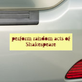 Autocollant De Voiture exécutez Shakespeare (En voiture)