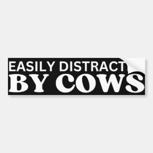 Autocollant De Voiture Facilement Distrait Par Les Vaches