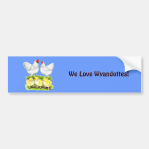 Autocollant De Voiture Famille de poules blanches Wyandotte