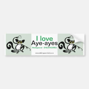 Autocollant De Voiture Faune - I love AYE-AYE - Nature