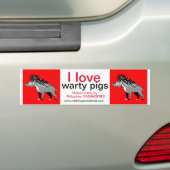 Autocollant De Voiture Faune - J'aime Warty PIGS - Warthog - Rouge (En voiture)
