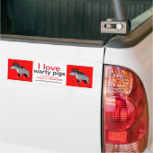Autocollant De Voiture Faune - J'aime Warty PIGS - Warthog - Rouge (Sur camion)