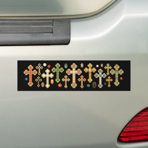 Autocollant De Voiture Faux Birthstone Croix et Perdre Gems sur Black